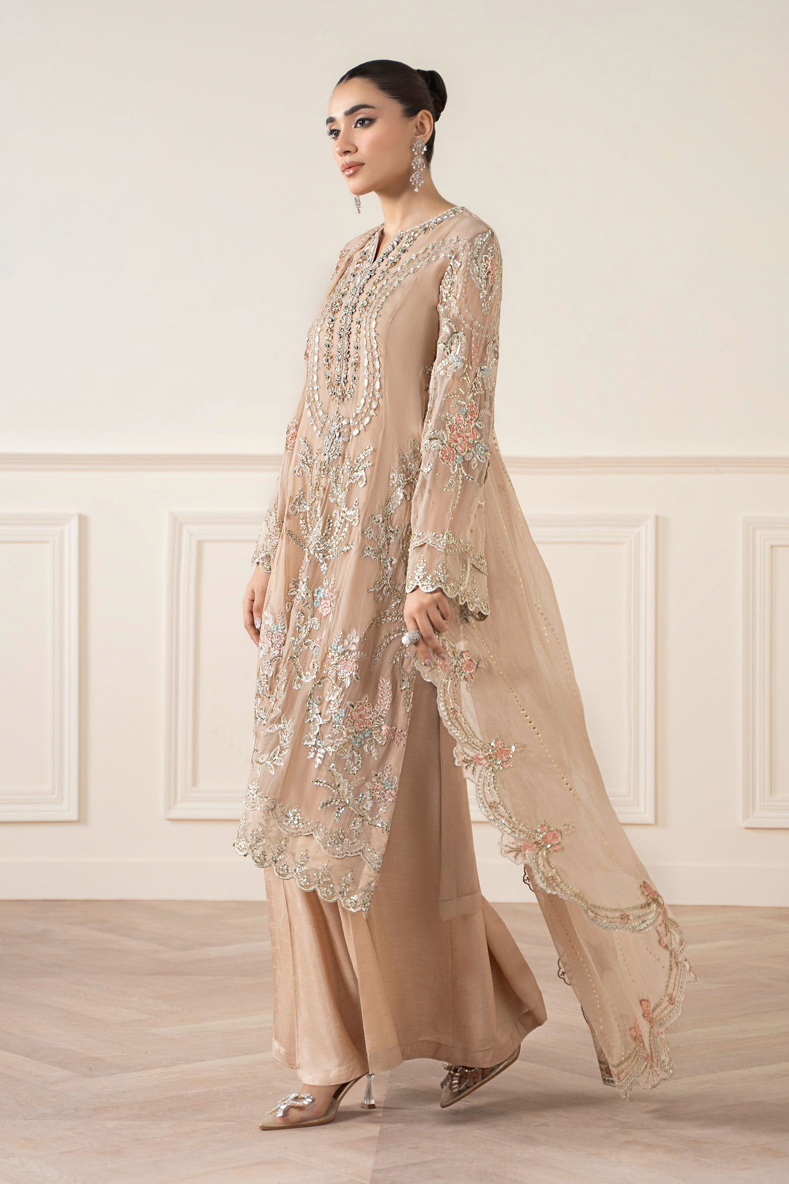 3 Piece Embroidered Chiffon Suit